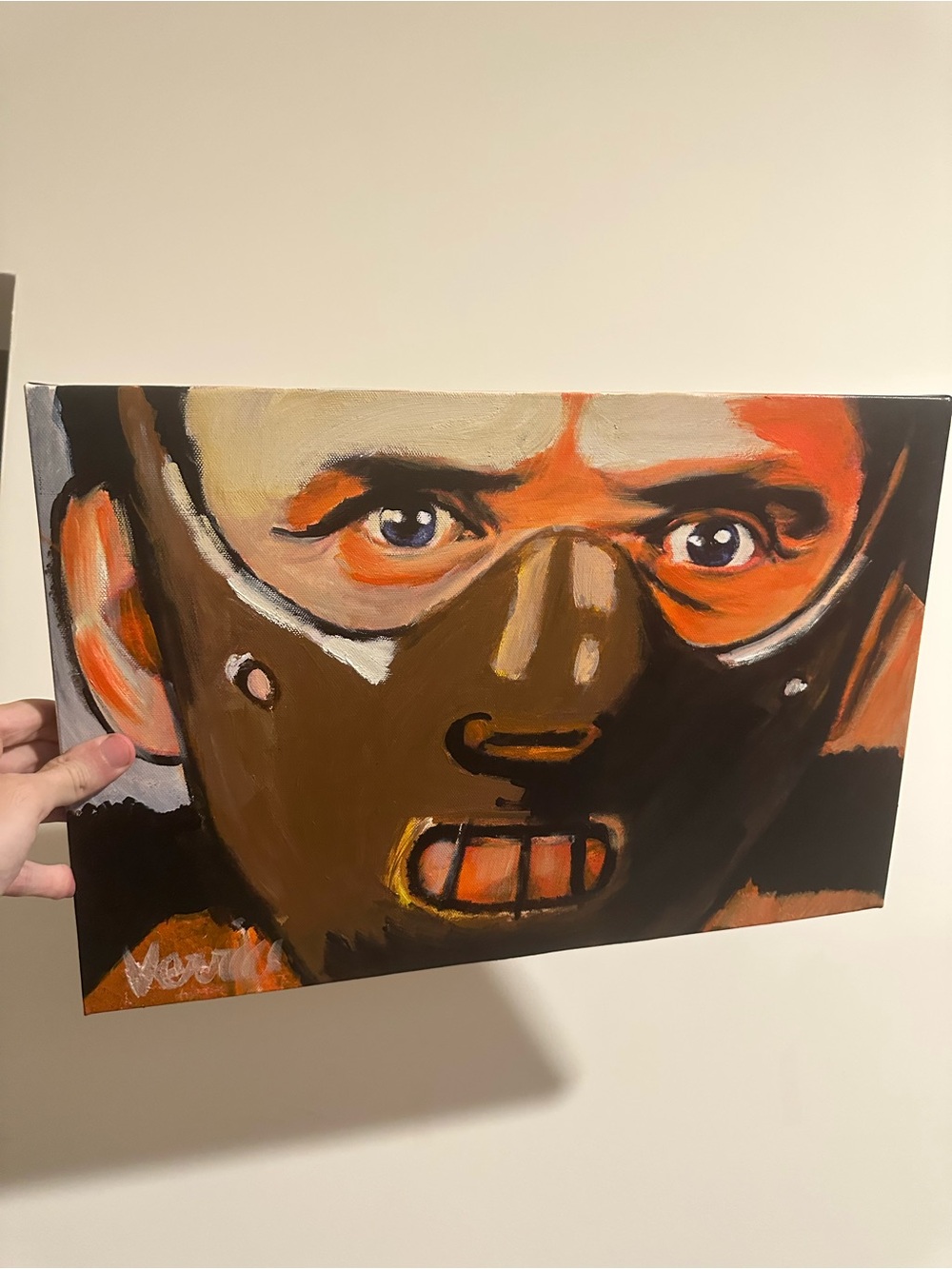 Hannibal Lecter silence of the lambs Masked Portrait painting 18x12